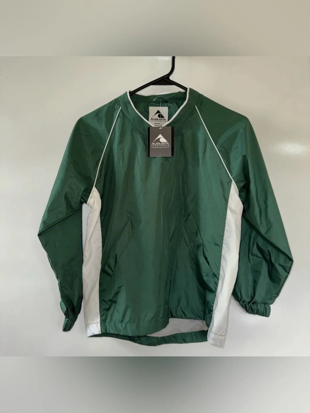 Augusta Sportswear Green and White Pullover Windbreaker‎